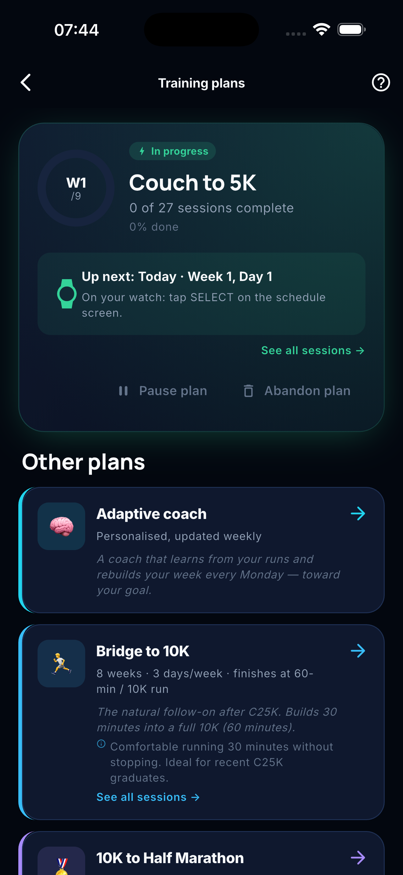 Couch to 5K plan in ShoosOn